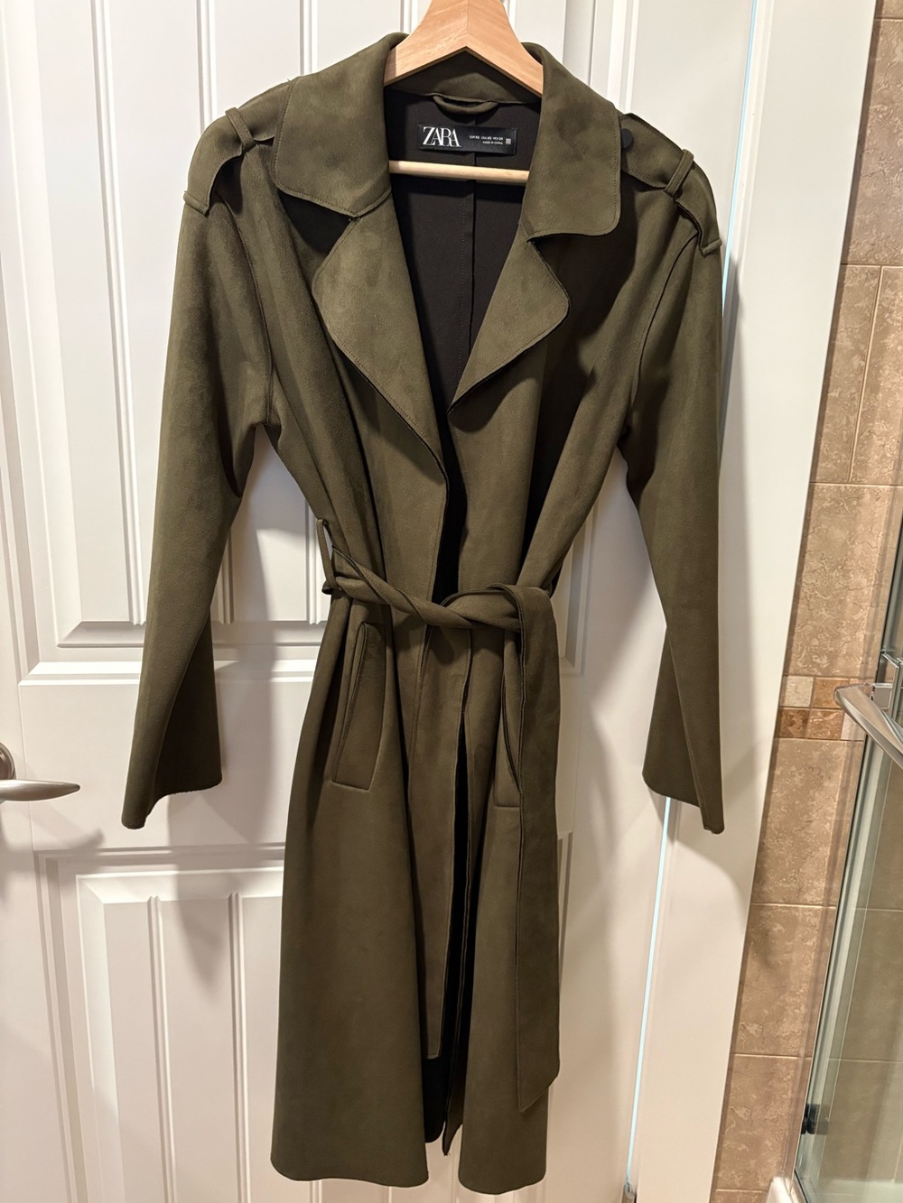 Zara Olive Green Belted Trench Coat